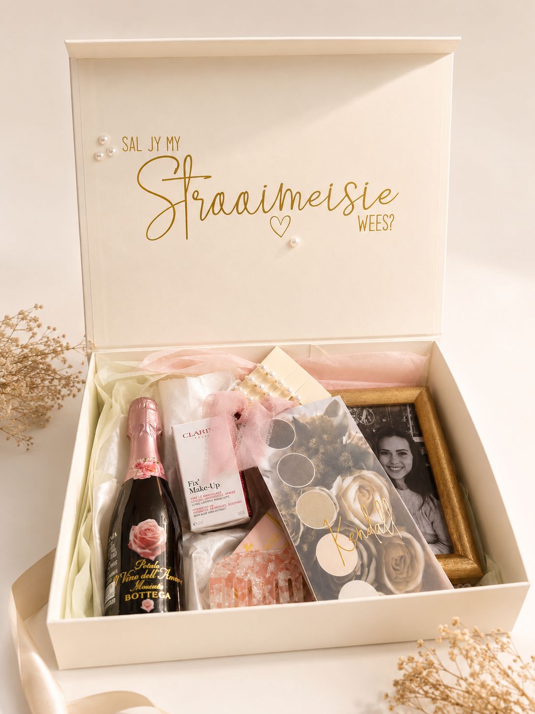 Personalised Straaimeisie proposal keepsake box by Golden Script Co.