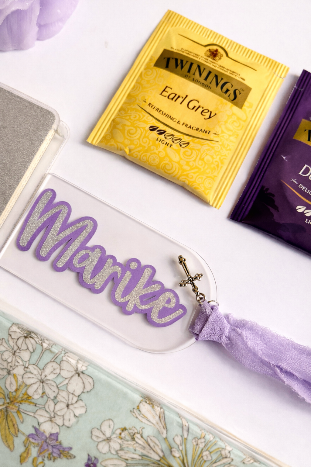 Personalized lavender keepsake set by Golden Script Co.